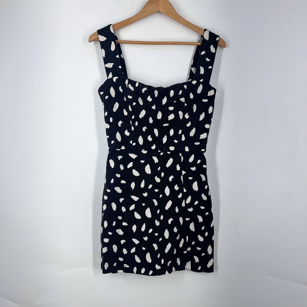 Reformation Austin White Abstract Brushstroke Sleeveless Mini Dress Size 2